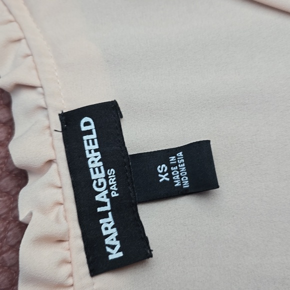 Karl Lagerfeld Blush Cream Ruffled Women's Top - Picture 3 of 10